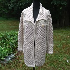 🍂 FALL 🍂 Irish Fisherman Knit Long Sweater Cardigan 💚 sz S